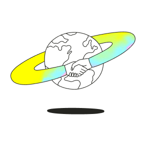 A colorful illustration of a ringed planet, representing accessing Apollo from anywhere