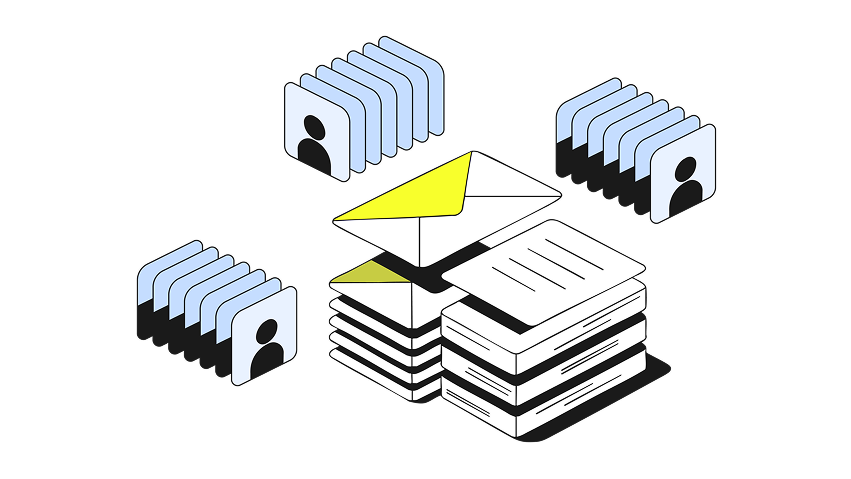 Email templates and data visualization illustration