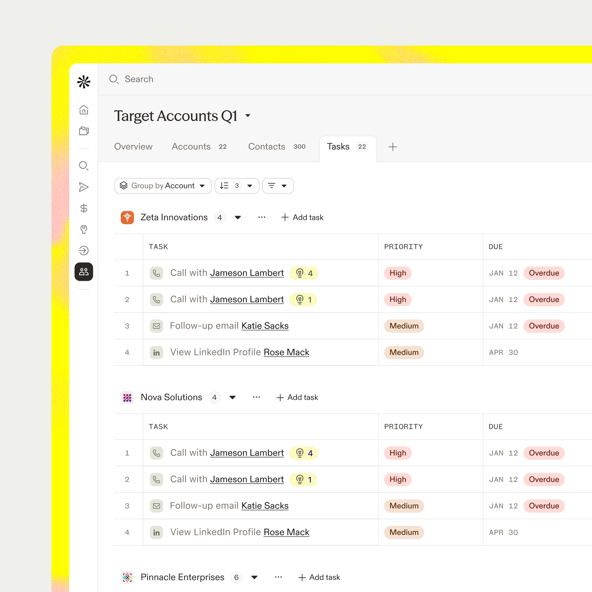 A prioritized daily task list and meeting tracker in Apollo